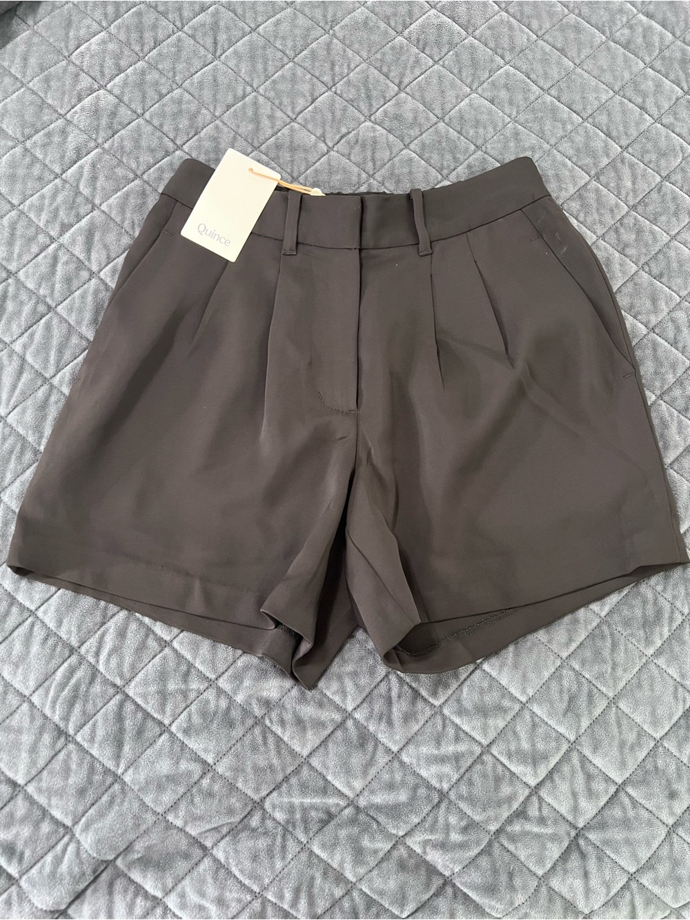 Quince Stretch Crepe Pleated Shorts Women’s Size 2 Black Tailored Dressy B6 - Picture 2 of 8
